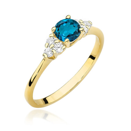 Pierścionek W451 Topaz London Blue 0,50ct w żółtym złocie - Daim