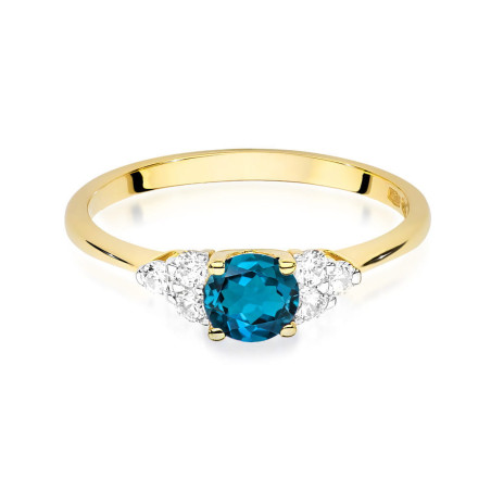 Pierścionek W451 Topaz London Blue 0,50ct w żółtym złocie - Daim