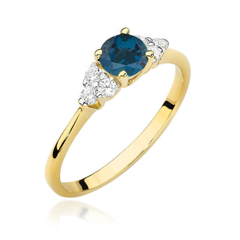Pierścionek W451 Topaz London Blue 0,50ct w żółtym złocie - Daim