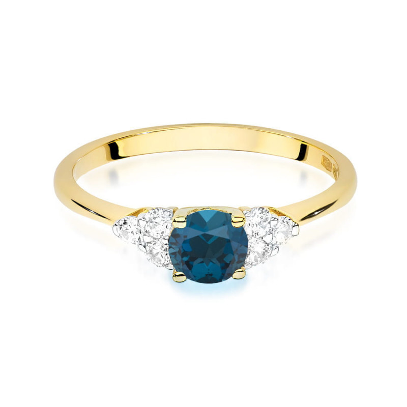 Pierścionek W451 Topaz London Blue 0,50ct w żółtym złocie - Daim