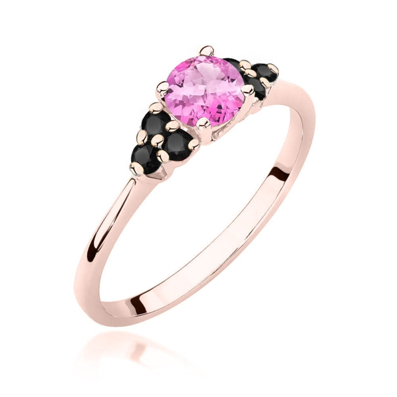 Pierścionek W451 2 Topaz Różowy 0,60ct różowe złoto