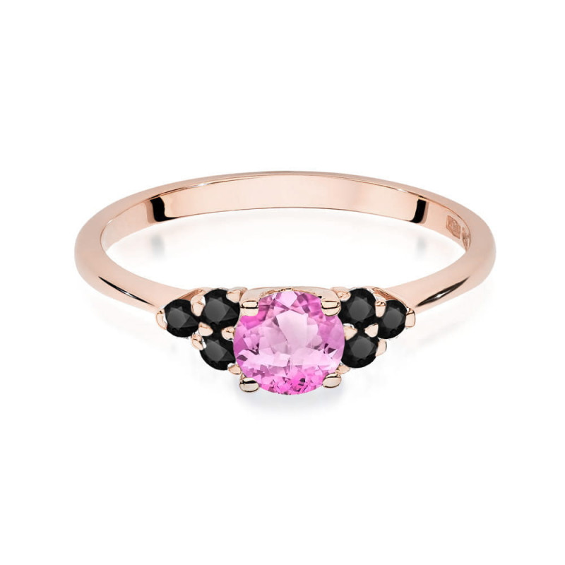 Pierścionek W451 2 Topaz Różowy 0,60ct różowe złoto