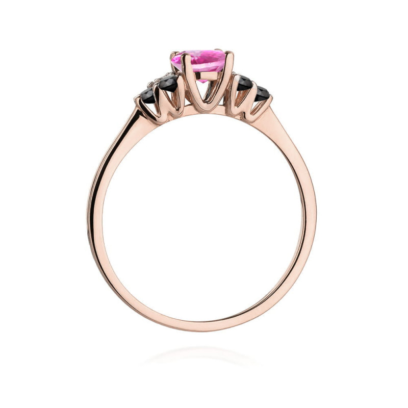 Pierścionek W451 2 Topaz Różowy 0,60ct różowe złoto