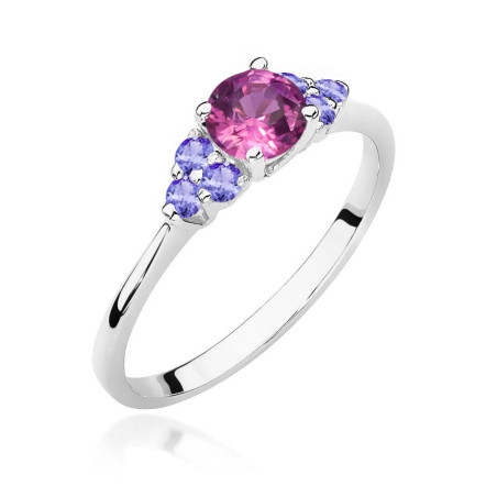 Pierścionek W451 5 Topaz Różowy 0,60ct białe złoto
