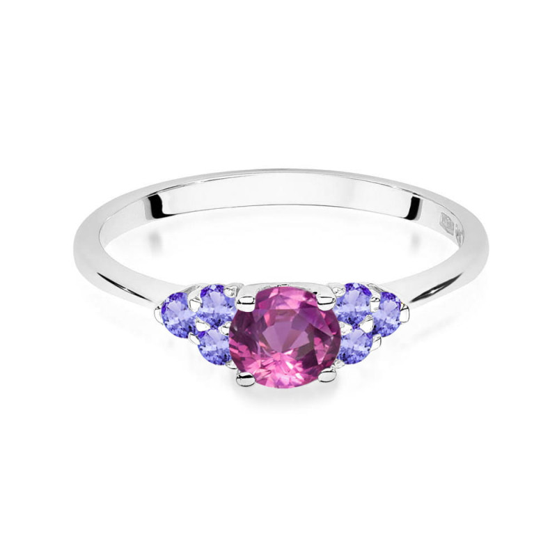Pierścionek W451 5 Topaz Różowy 0,60ct białe złoto