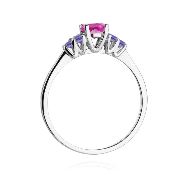 Pierścionek W451 5 Topaz Różowy 0,60ct białe złoto