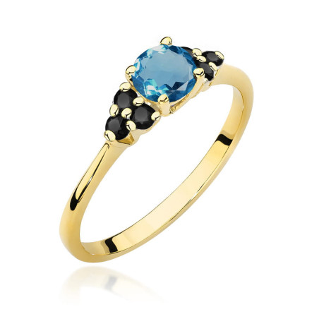 "Pierścionek W451 Topaz London Blue 0,50ct Żółte Złoto - Daimana