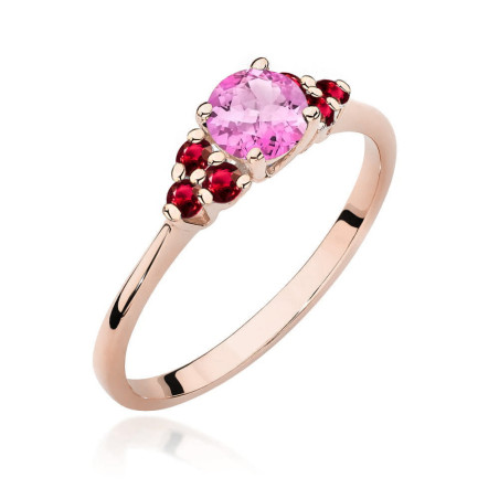 Pierścionek W451 3 Topaz Różowy 0,60ct różowe złoto