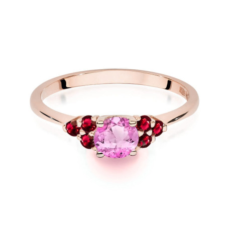 Pierścionek W451 3 Topaz Różowy 0,60ct różowe złoto