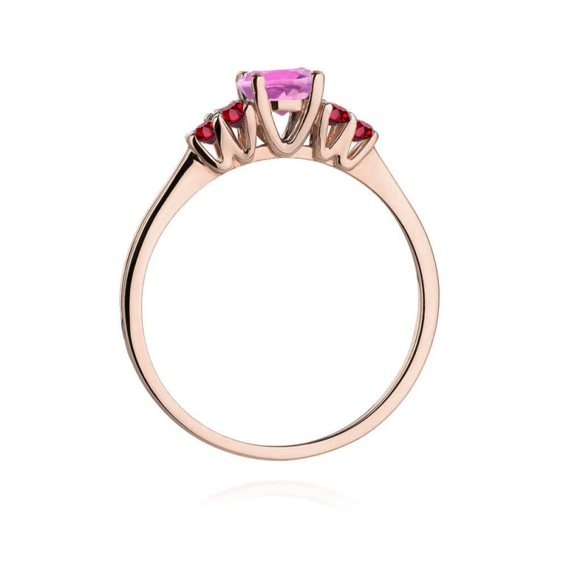 Pierścionek W451 3 Topaz Różowy 0,60ct różowe złoto