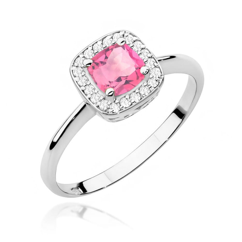 Pierścionek W514 Różowy Topaz 0,65ct białe złoto