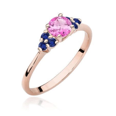 Pierścionek W451 4 Topaz Różowy 0,60ct różowe złoto