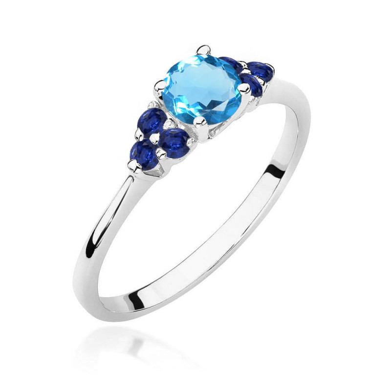 Pierścionek W451 4 Topaz 0,50ct białe złoto