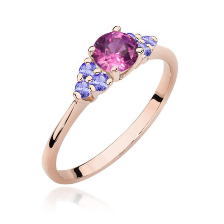 Pierścionek W451 5 Topaz Różowy 0,60ct różowe złoto