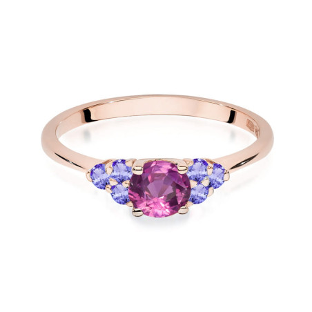 Pierścionek W451 5 Topaz Różowy 0,60ct różowe złoto