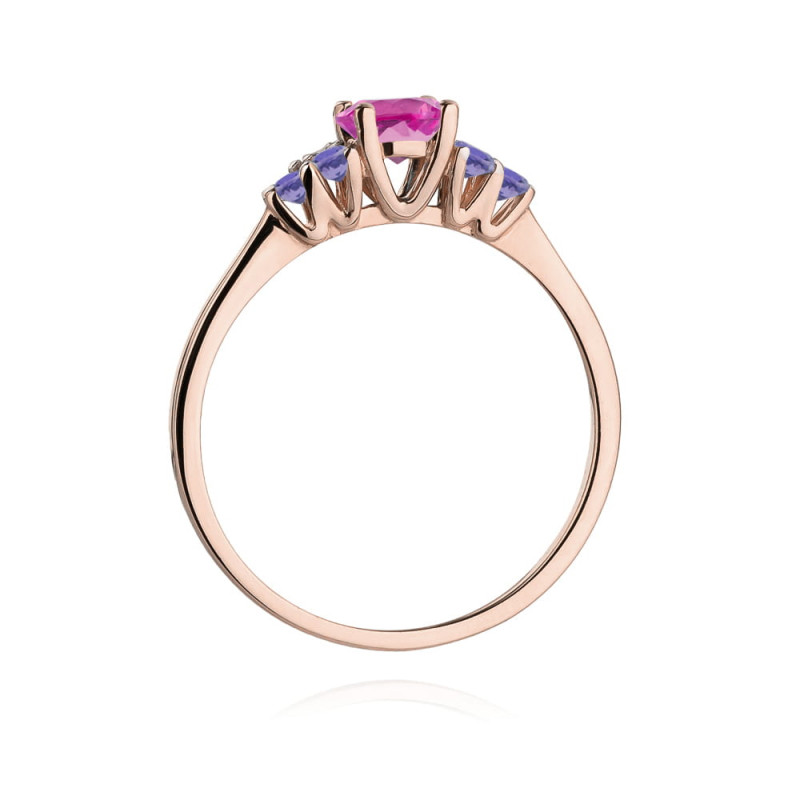 Pierścionek W451 5 Topaz Różowy 0,60ct różowe złoto