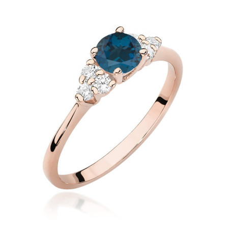 Pierścionek W451 1 z Topazem London Blue 0,50ct różowe złoto