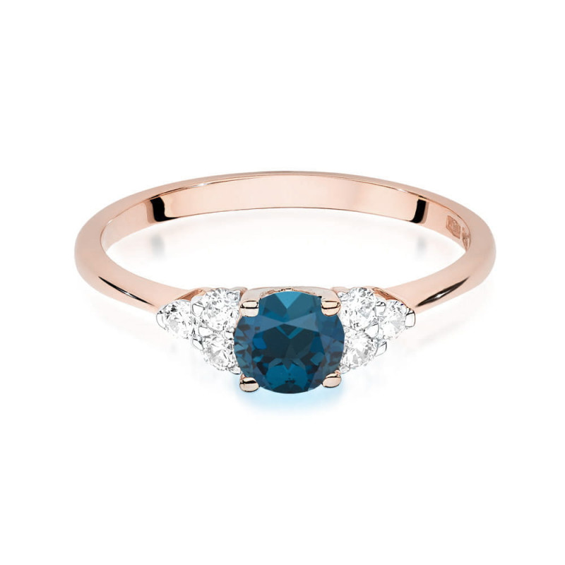 Pierścionek W451 1 z Topazem London Blue 0,50ct różowe złoto