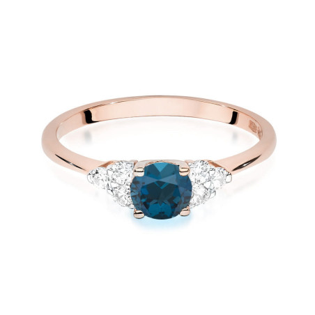 Pierścionek W451 1 z Topazem London Blue 0,50ct różowe złoto