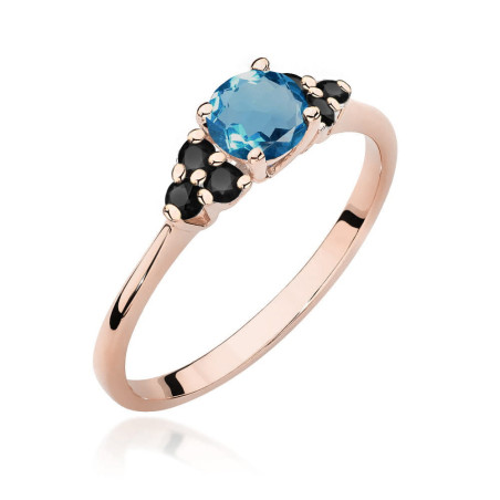 Pierścionek W451 2 z Topazem London Blue 0,50ct różowe złoto