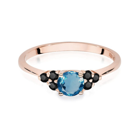 Pierścionek W451 2 z Topazem London Blue 0,50ct różowe złoto