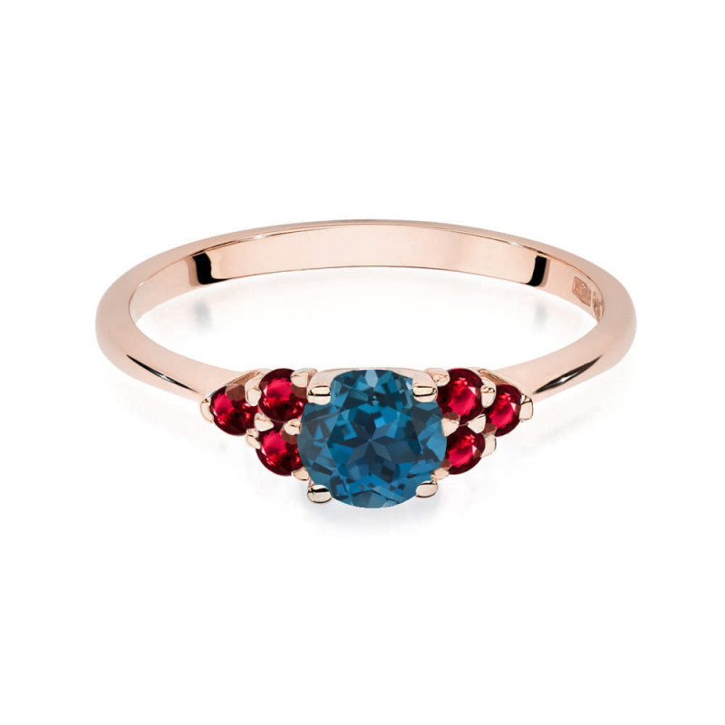 Pierścionek W451 3 z Topazem London Blue 0,50ct różowe złoto