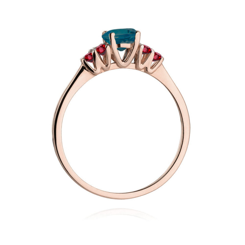 Pierścionek W451 3 z Topazem London Blue 0,50ct różowe złoto