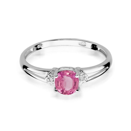 Pierścionek W039 Różowy Topaz 0,65ct białe złoto