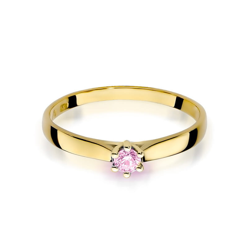 "Pierścionek W222 Różowy Topaz 0,15ct w żółtym złocie - Daiman