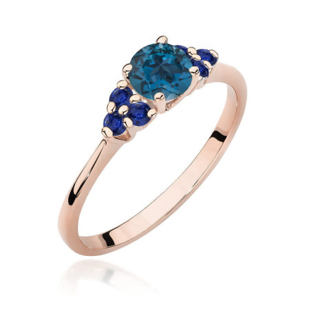 Pierścionek W451 4 z Topazem London Blue 0,50ct różowe złoto