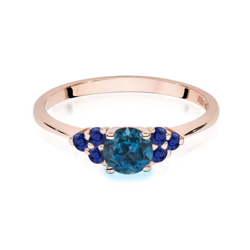Pierścionek W451 4 z Topazem London Blue 0,50ct różowe złoto