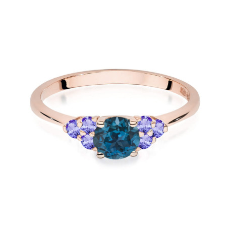 Pierścionek W451 5 z Topazem London Blue 0,50ct różowe złoto
