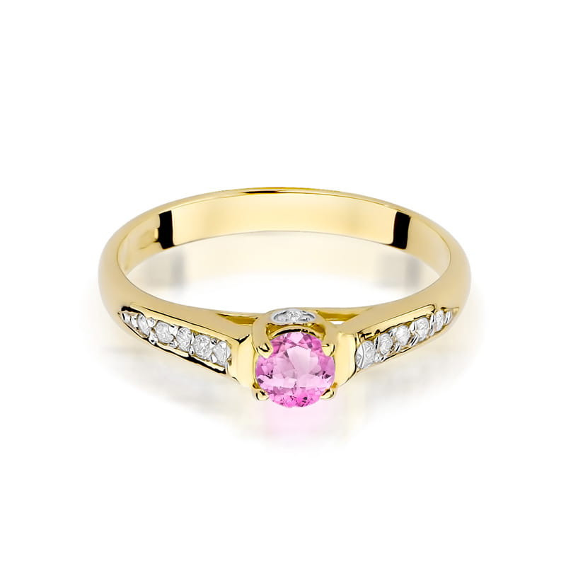"Pierścionek W016 Różowy Topaz 0,30ct w żółtym złocie | Daiman