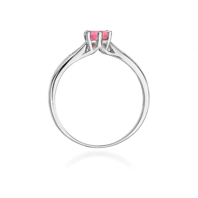 Pierścionek W074 Różowy Topaz 0,60ct białe złoto