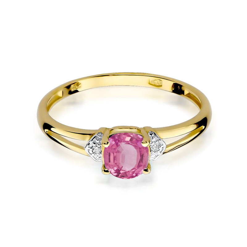 "Pierścionek W039 Różowy Topaz 0,65ct Żółte Złoto - Daimana.pl