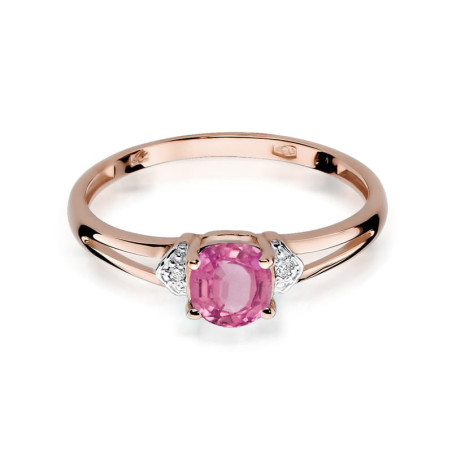 Pierścionek W039 Różowy Topaz 0,65ct różowe złoto