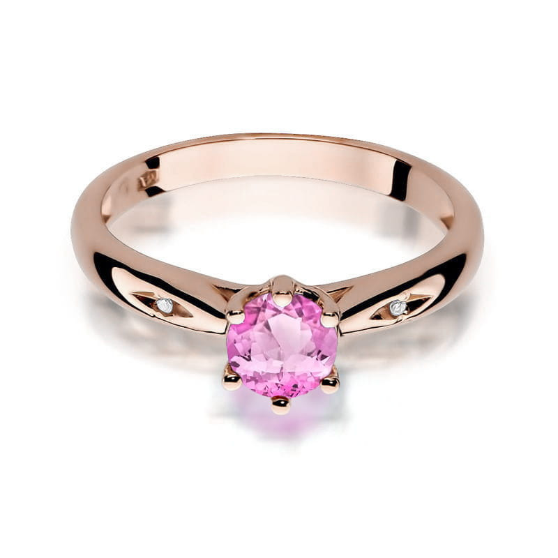 Pierścionek W074 Różowy Topaz 0,60ct różowe złoto