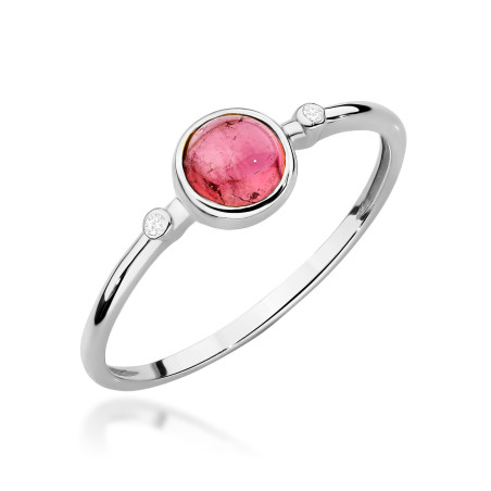 Pierścionek W597 Różowy Turmalin 0,60ct białe złoto