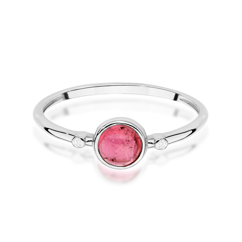 Pierścionek W597 Różowy Turmalin 0,60ct białe złoto