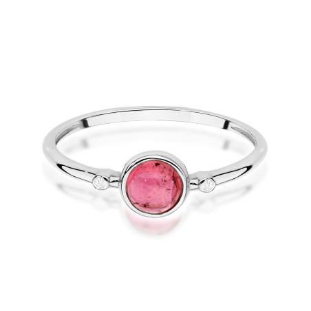 Pierścionek W597 Różowy Turmalin 0,60ct białe złoto