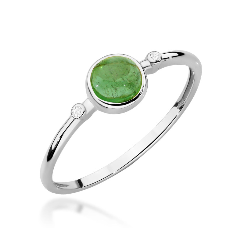 Pierścionek W597 Zielony Turmalin 0,60ct białe złoto