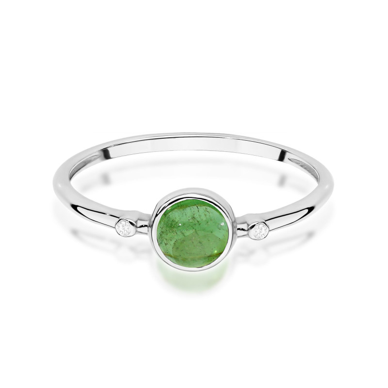 Pierścionek W597 Zielony Turmalin 0,60ct białe złoto