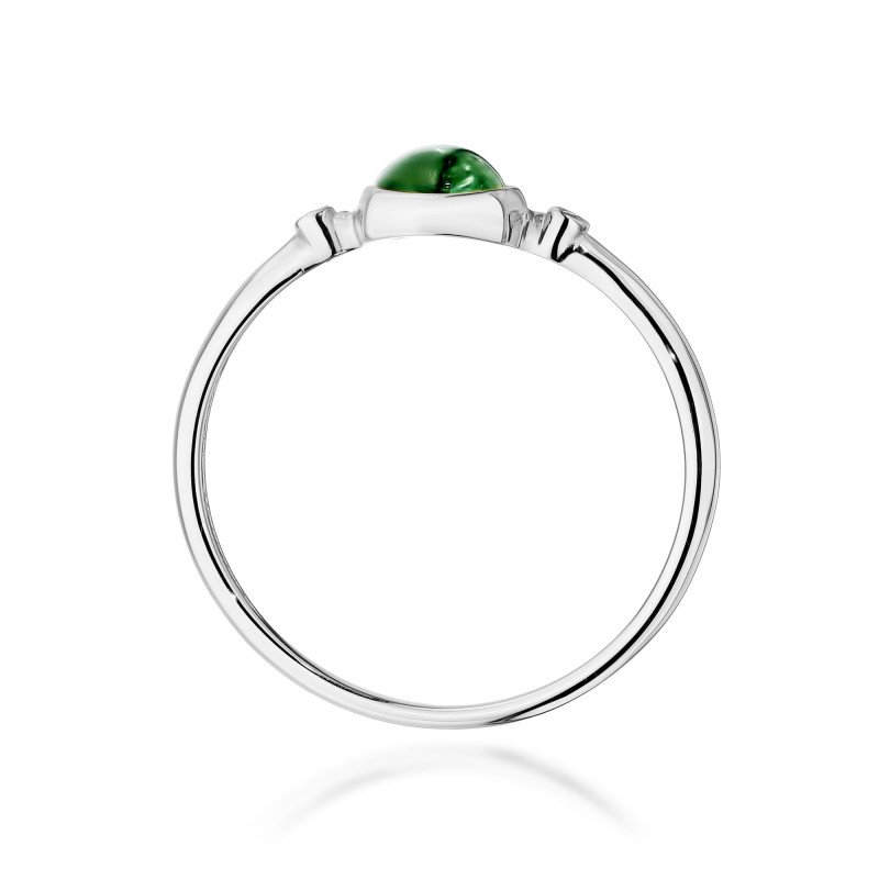 Pierścionek W597 Zielony Turmalin 0,60ct białe złoto