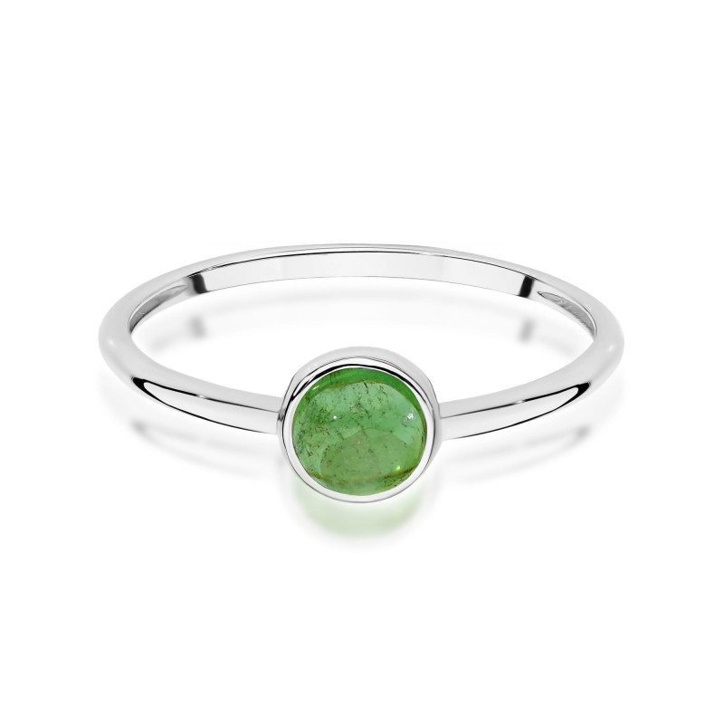 Pierścionek W598 Zielony Turmalin 1,00ct białe złoto