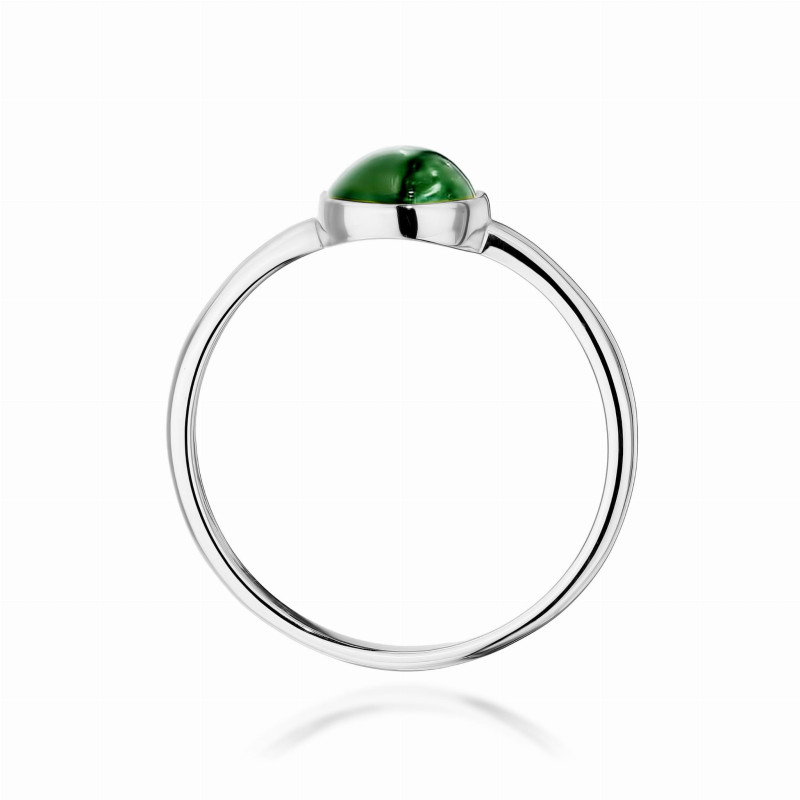 Pierścionek W598 Zielony Turmalin 1,00ct białe złoto