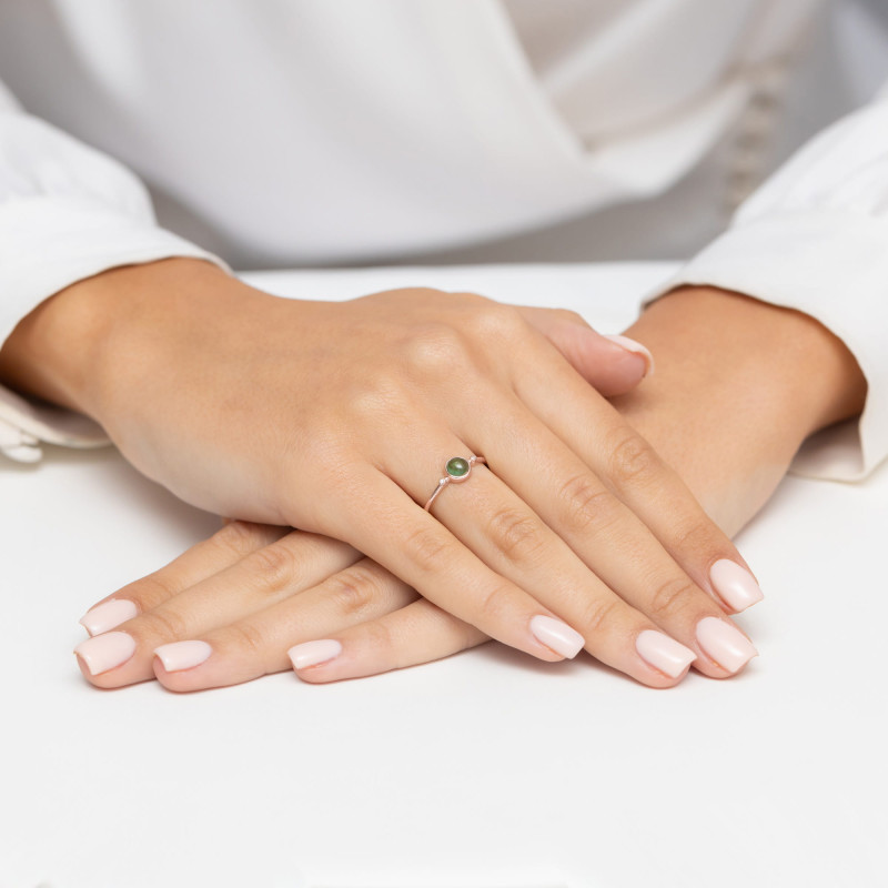 Pierścionek W597 Zielony Turmalin 0,60ct różowe złoto
