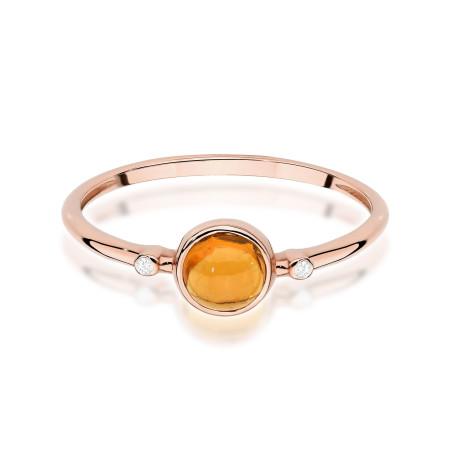 Pierścionek W597 Żółty Turmalin 0,60ct różowe złoto