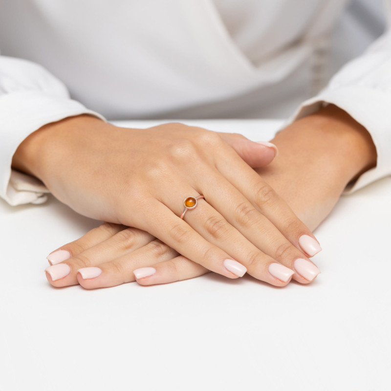 Pierścionek W598 Żółty Turmalin 1,00ct różowe złoto