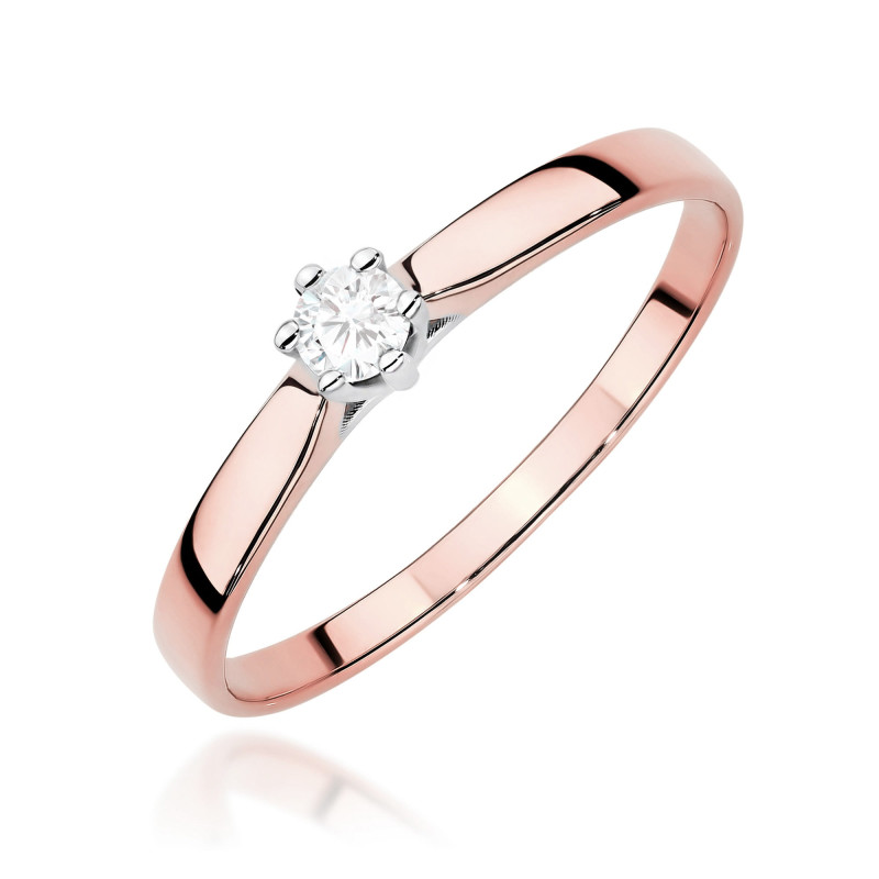 Pierścionek W0222 Diament Laboratoryjny 0,10ct różowe złoto