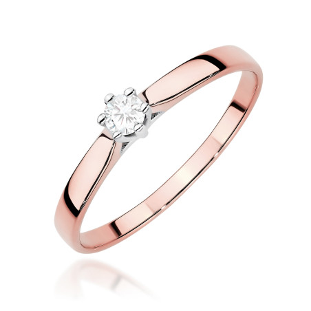 Pierścionek W0222 Diament Laboratoryjny 0,10ct różowe złoto